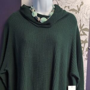 Chaus Deep Green Cowl Neck Sweater